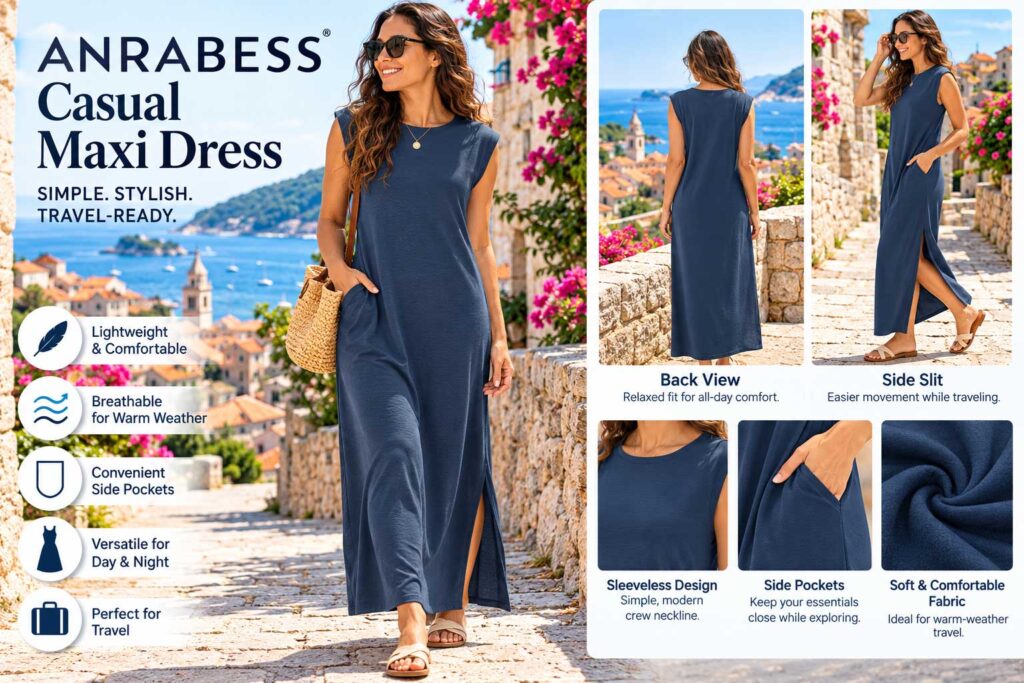 ANRABESS Sleeveless Maxi Dress with Pockets