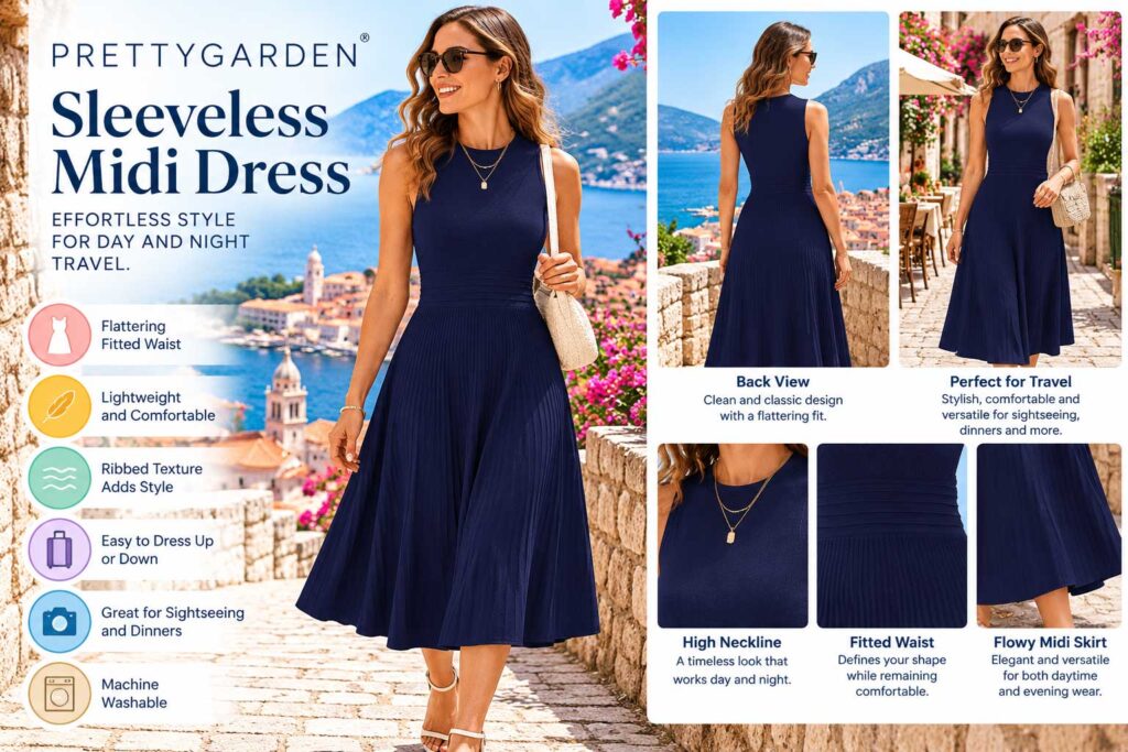 PRETTYGARDEN Sleeveless Midi Dress