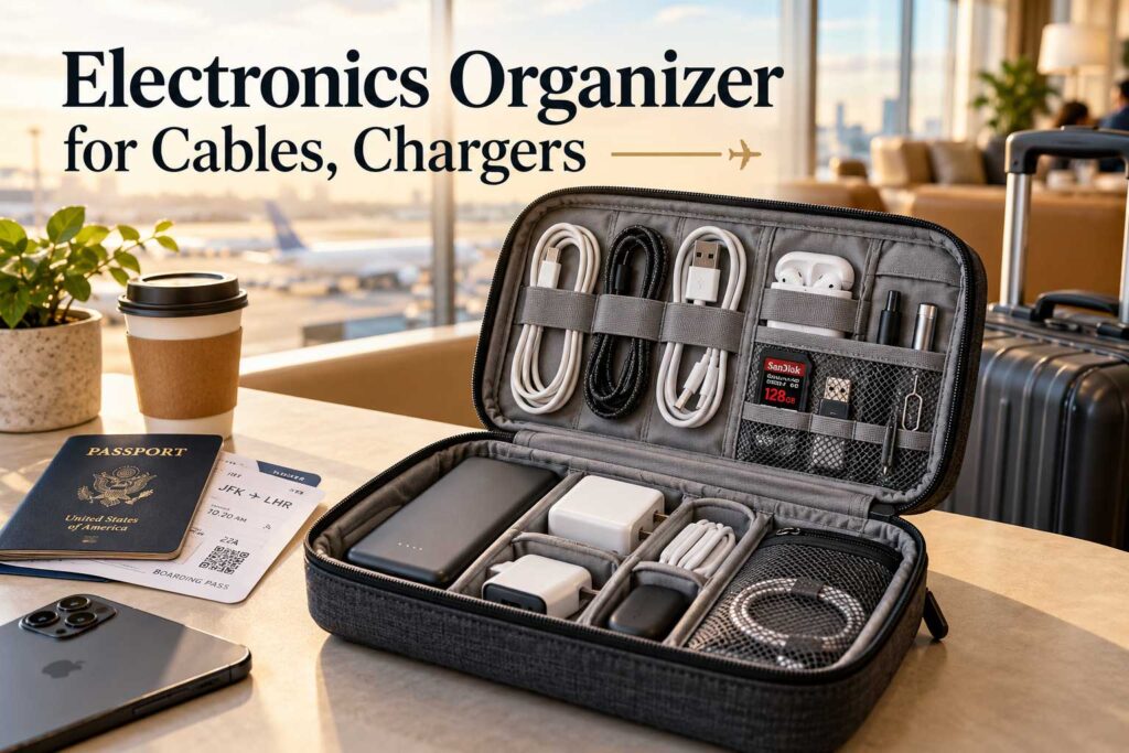 Electronics Organizer for Cables, Chargers