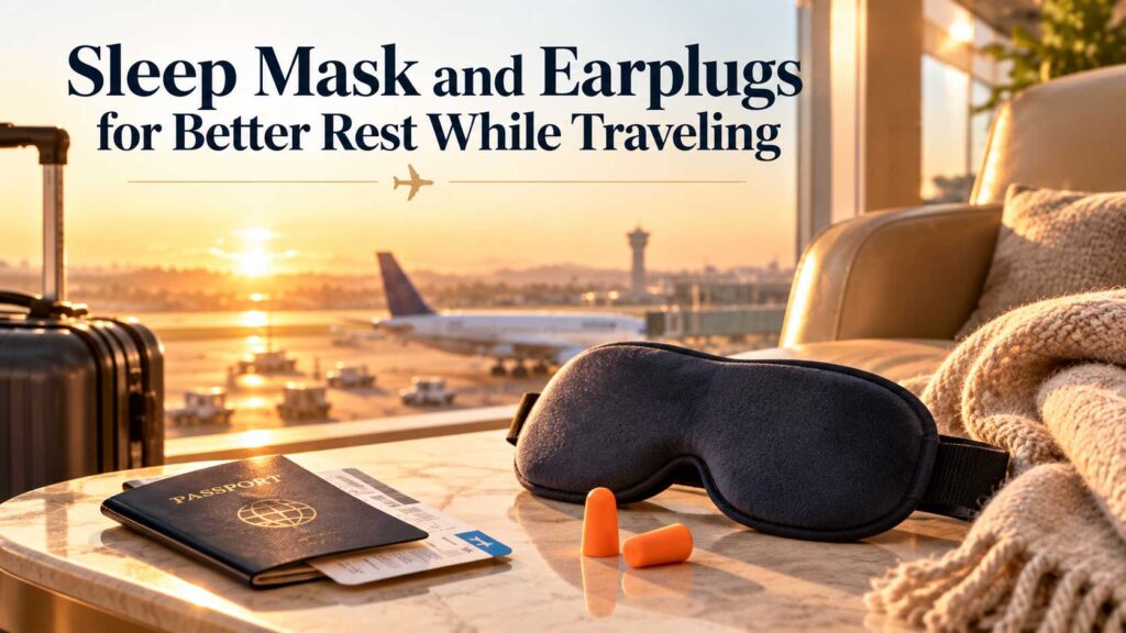 Sleep Mask and Earplugs for Long Flights for traveling
