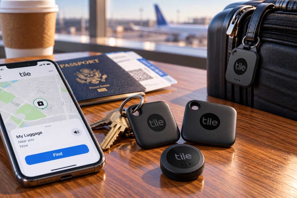 Tile Mate Bluetooth Tracker gadgets for travel