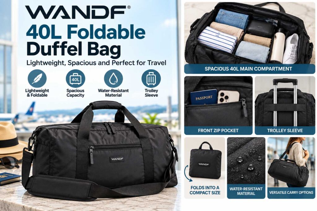 WANDF 40L Foldable Duffel Bag
