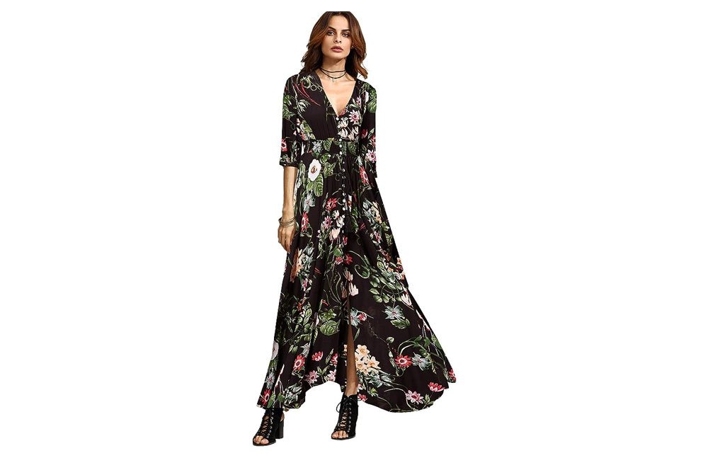 Milumia Button-Up Floral Print Maxi Dress