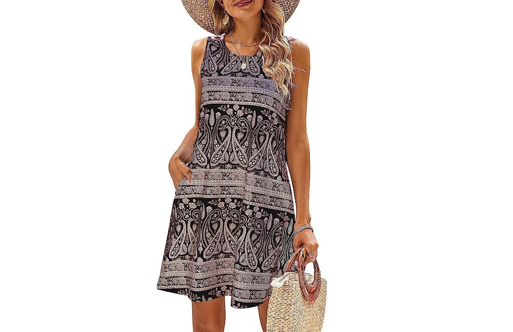 SimpleFun Summer Dresses for Women Beach Floral Tshirt Sundress